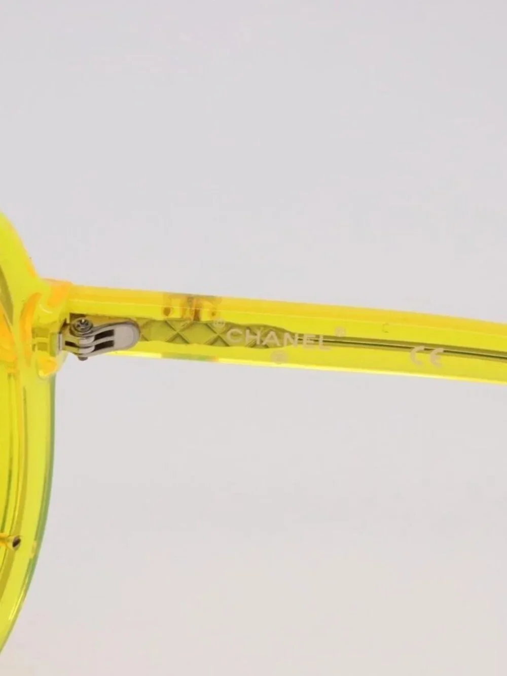 CHANEL Sunglasses Plastic Yellow CC Auth 184281M